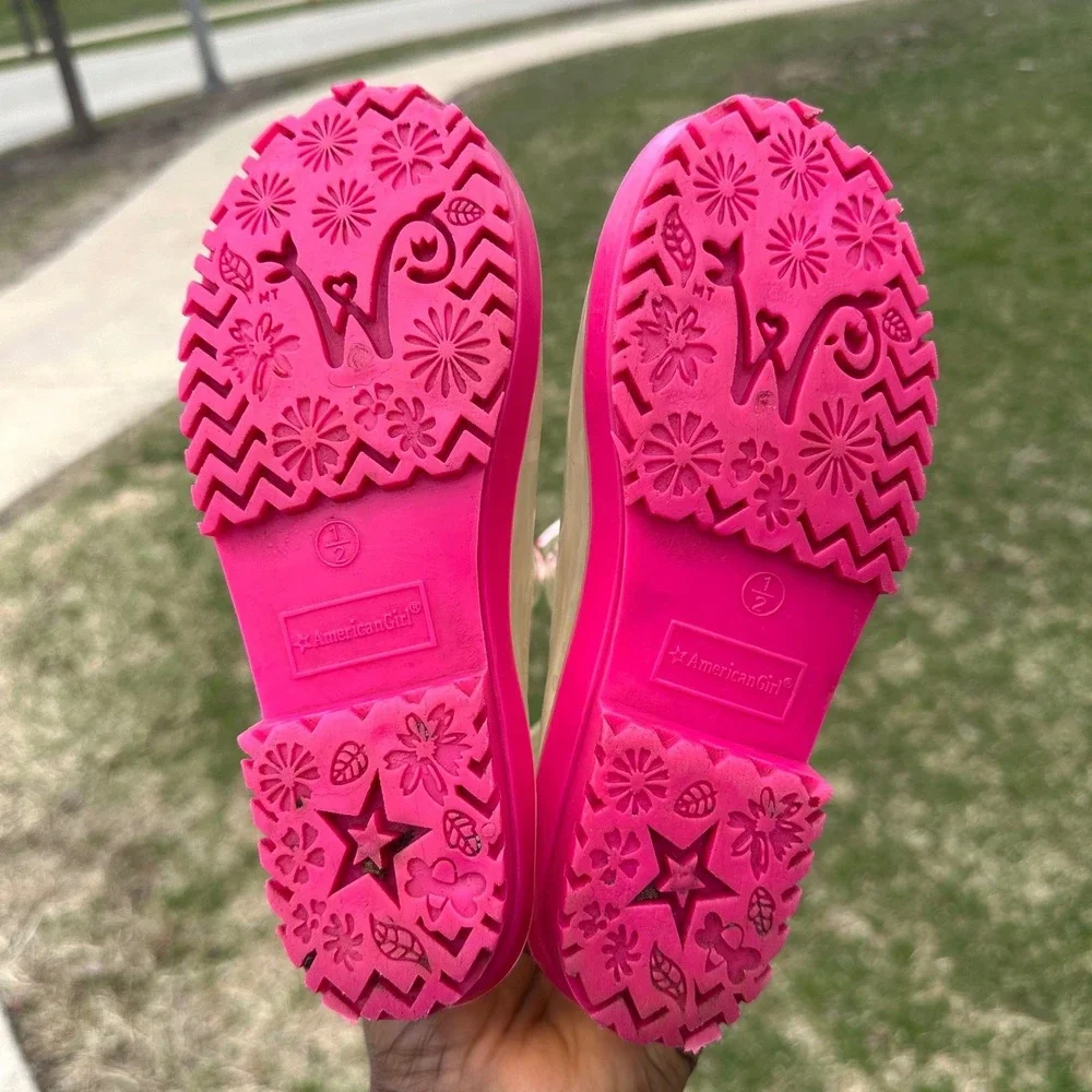 American Girl Wellie Wishers Peekaboo Clear‎ Rubber Rain Boots Size 1/2